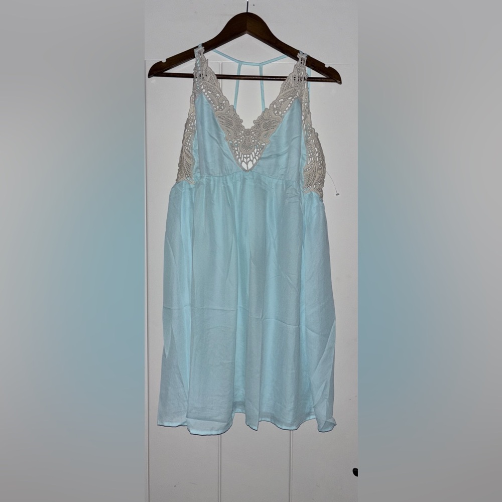 Paper Crane Crochet Lace Trim Chiffon Slip Dress Women M Boho‎ NEW Summer Beachy